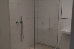 Große Dusche mit transparenter Glaswand